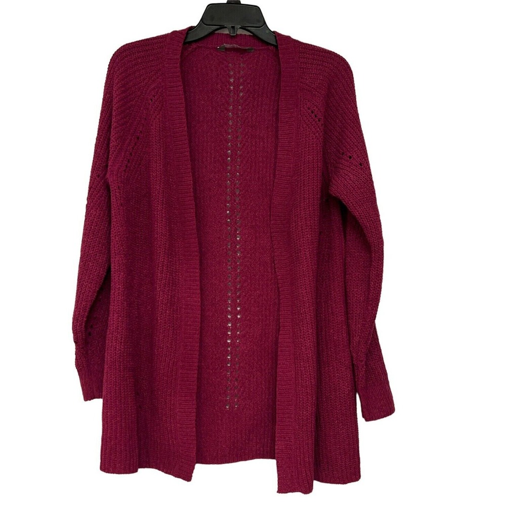 NEW Womens Members Mark Chenille‎ Cardigan Dark Raspberry Size Medium